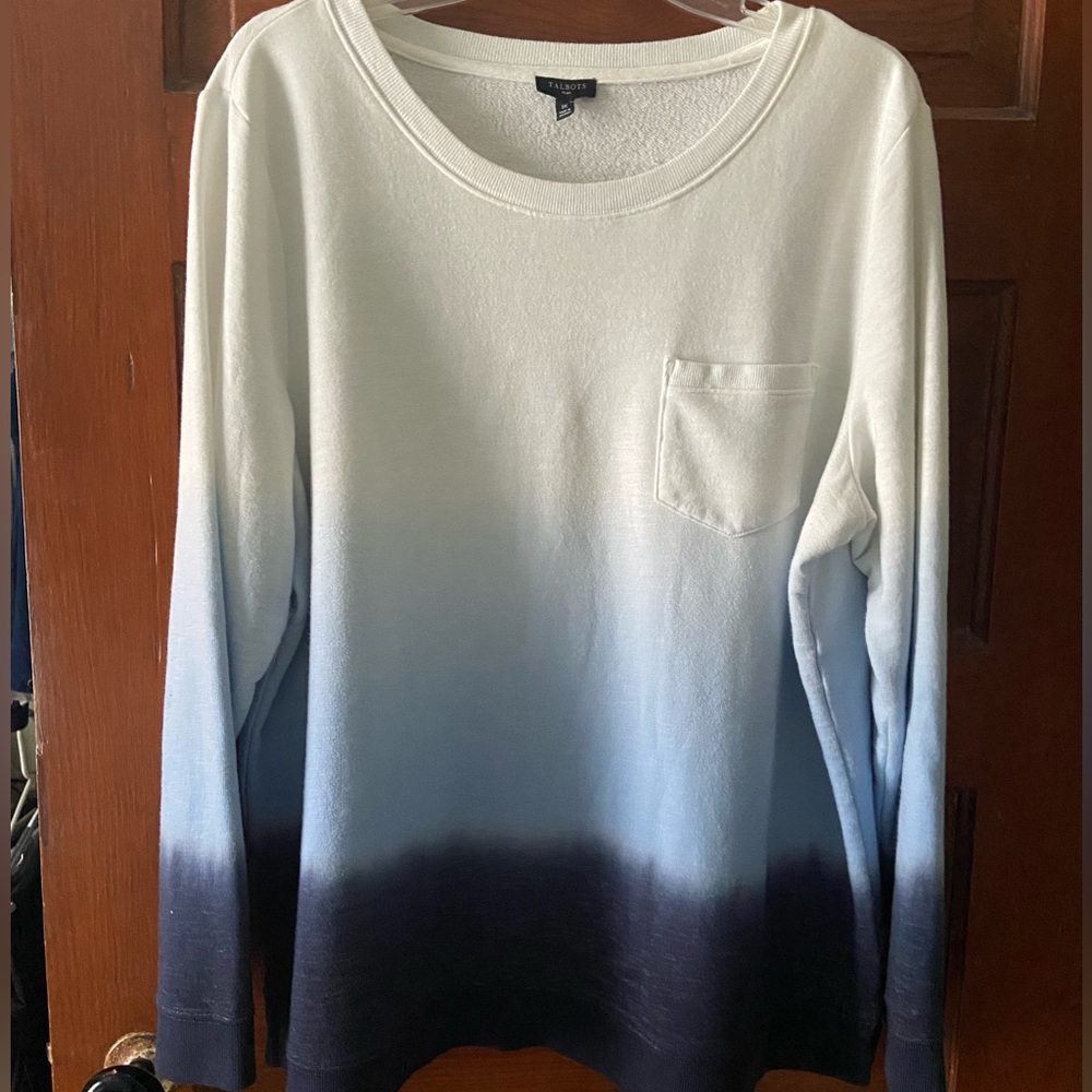 Talbots Plus Lightweight Blues Ombré French Terry Knit Top - 1X